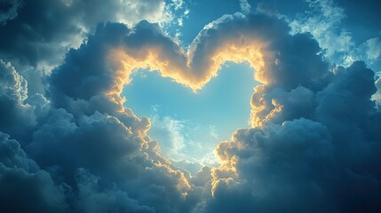 Clouds forming a heart shape in the sky represent heaven, belief, faith, spiritual religion, harmony, peace, and worship.