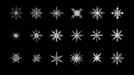 Snowflakes icon set, snow sign, snowflake templates, snowflake winter, snowflakes icons, winter icon, snowflake collection. Vector Illustration. Vector Graphic. EPS 10