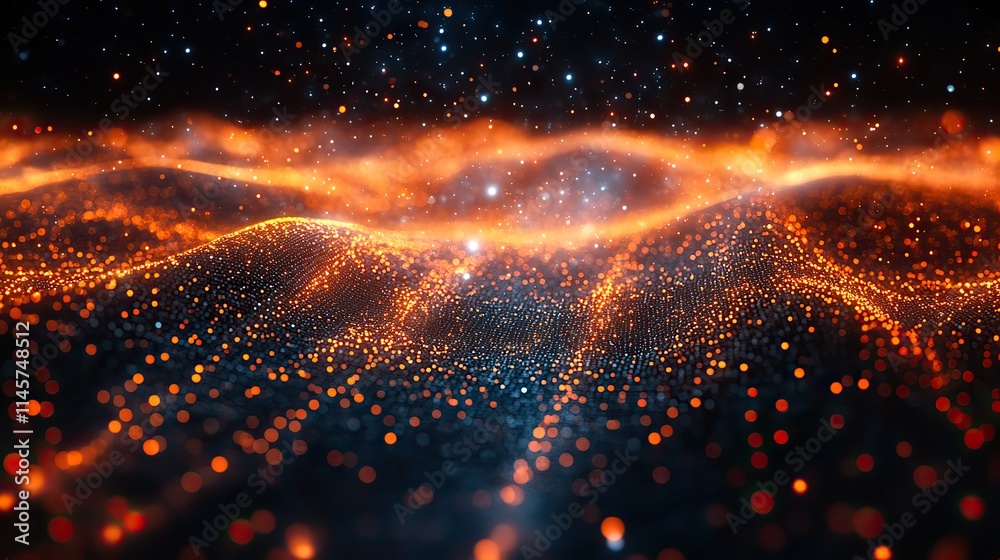 Wall mural connection network and abstract neon for technology online and internet structure. telecommunication