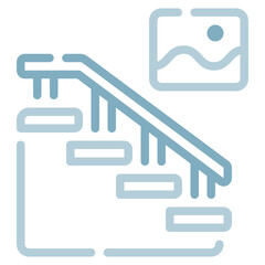 Stylish Outline of a Staircase with Picture