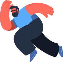 Hand-drawn fat bearded guy illustration. Obesity cartoon character in flat vector style.