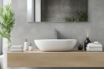 Chic Bathroom Countertop Featuring Modern Design Elements Ideal for Contemporary Interiors