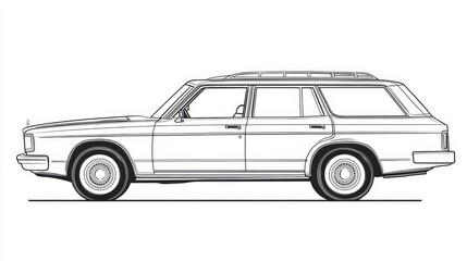 Station wagon automobile outline vector design