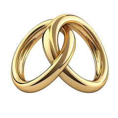 Elegant gold wedding rings transparent background romantic theme studio setting close-up view