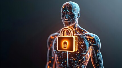 cyber security: digital human with lock - ai and machine learning