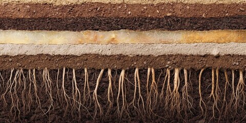 Detailed Soil Layers with Plant Roots High Resolution Earth Science Image