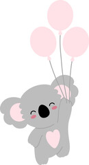 Koala Character Balloon Birthday Nursery Element