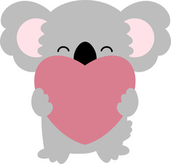 Koala Character Cozy Nursery Element Holding Heart Cute
