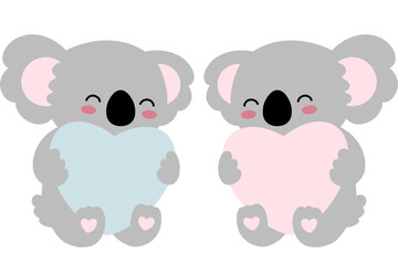 Koala Character Cozy Nursery Element Holding Heart Gender Reveal