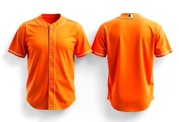 Orange Baseball Jersey Mockup: Front and Back Views