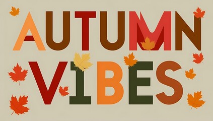 Autumn Vibes Colorful Leaves Design Graphic