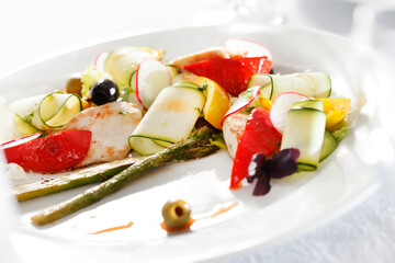 salad with chicken on Christmas table