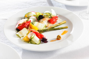 salad with chicken on Christmas table