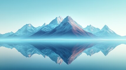 Serene mountain landscape reflecting in tranquil water, evoking peace and natural beauty.