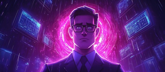 Professional male security guard monitoring surveillance systems in a high-tech control room ensuring safety and protection of critical infrastructure