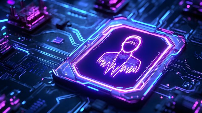 neon profile: digital identity tech concept - neon and glowing effects