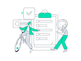 Invite friends to conduct questionnaire flat vector concept operation hand drawn illustration
