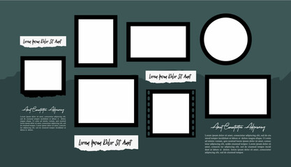 Pictures or photos frame collage. comics page grid layout abstract photo frames and digital photo wall template