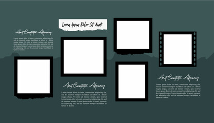 Pictures or photos frame collage. comics page grid layout abstract photo frames and digital photo wall template