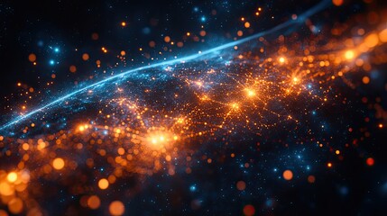 Obraz premium Global internet network with abstract connections represents future technology and cybersecurity.