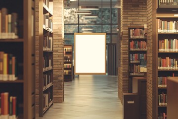 Obraz premium Empty Poster in a Beautiful Library Interior