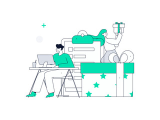 Invite friends to conduct questionnaire flat vector concept operation hand drawn illustration
