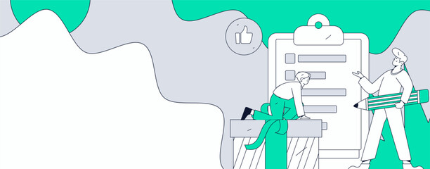 Invite friends to conduct questionnaire flat vector concept operation hand drawn illustration
