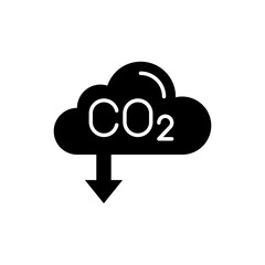 Carbon absorbing icon. Simple solid style. CO2 emissions, carbon dioxide reduction, low, reduce, neutral, environment concept. Black silhouette, glyph symbol. Vector illustration isolated.