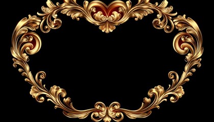 Ornate Golden Baroque Frame Design Element