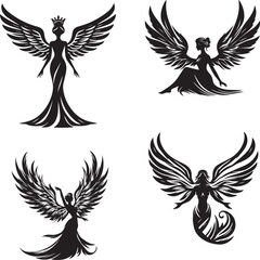 silhouette of clean vector of winged elegance isolated