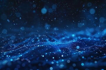 Abstract Blue Particle Background with Bokeh Effect, blue luxury glitter and bokeh particles, blue bokeh background, holiday festival background, Abstract blue bokeh background with glitter.


