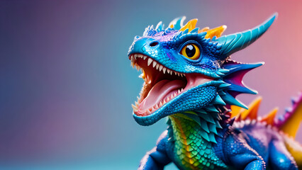 Baby blue dragon roaring head