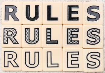 Words RULES on grunge background