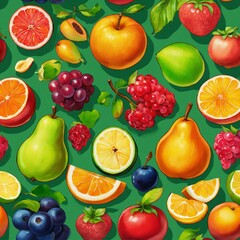 various fruits props, separate isolate objects, realistic cartoon oil paint, 2D illustration style, , sharp focus, bright color, digital paint game design, trending on artstation, high details, simple