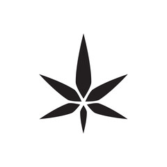 Marijuana leaf vector black symbol on white background for commercial business medical cannabis health services website 