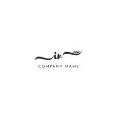 Minimalist IN Logo Design with Abstract Feather Element