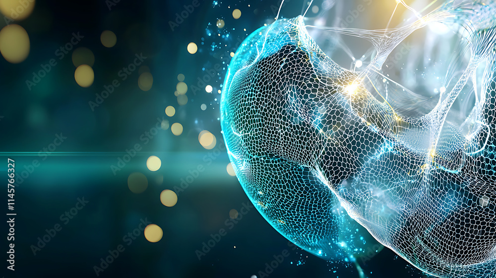 Poster captivating digital art displaying neural networks virtual space abstract visualization futuristic e