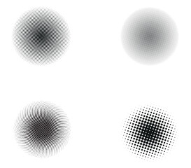 Halftone circles, halftone dots pattern, vector, grunge. Black dots on White background. Monochrome half-tone. Circle halftone Dots, Fine Radial Gradient For Your Design.