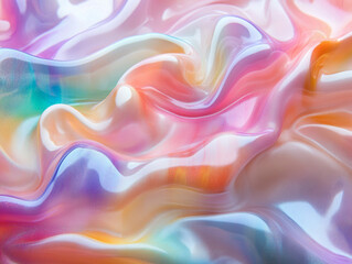 Obraz premium Rainbow pale colors iridescent liquid transition colors, three-dimensional, impressive, aesthetic, art, realistic