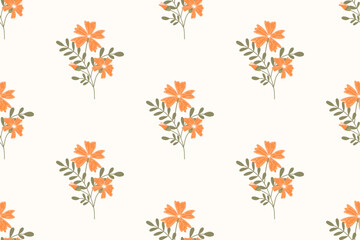 Flower seamless pattern design with beautiful flower and leaves. Flower art. floral and leaf pattern design for fabric, cotton, wallpaper, satin, gift wrap, carpet, background.	