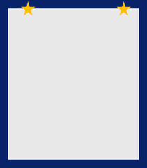 Yellow star sticker white note paper. White paper on a blue background with a yellow star pin on it. Seamless plain white paper texture. Paper from a notebook with a blank space for your text.
