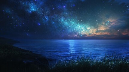 Serene Night Sky with Stars and Milky Way Over Otter Lake in Michigan's Upper Peninsula