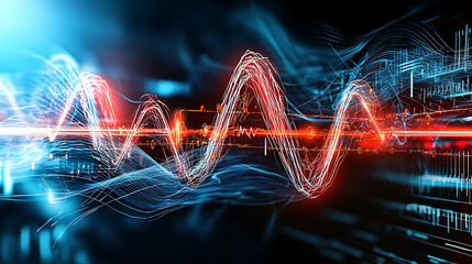 Dynamic sound waves visualization digital art abstract environment high-tech concept