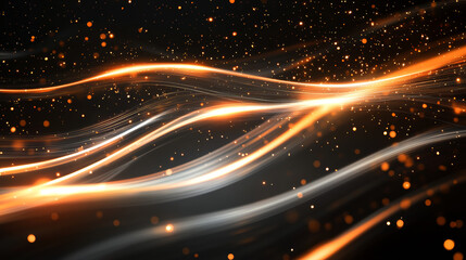 Light lines motion effect. Abstract white waves with blur, sparkles and bokeh. Luxury bright curve light trails with sparks isolated on transparent background, vector realistic illustration