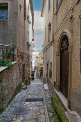 A small street in Corleto Monforte, an old town in the province of Salerno, Italy.