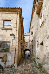A small street in Corleto Monforte, an old town in the province of Salerno, Italy.