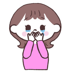 感涙する女性正面イラスト