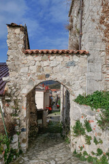 A small street in Corleto Monforte, an old town in the province of Salerno, Italy.