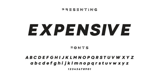 Obraz premium Creative geometric modern urban alphabet font. Digital abstract futuristic, fashion, sport, minimal technology typography.