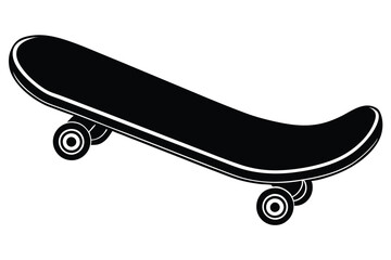 Black and white hand-drawn skateboard icon silhouette isolated on a white background. Skateboard clipart vector silhouette EPS File